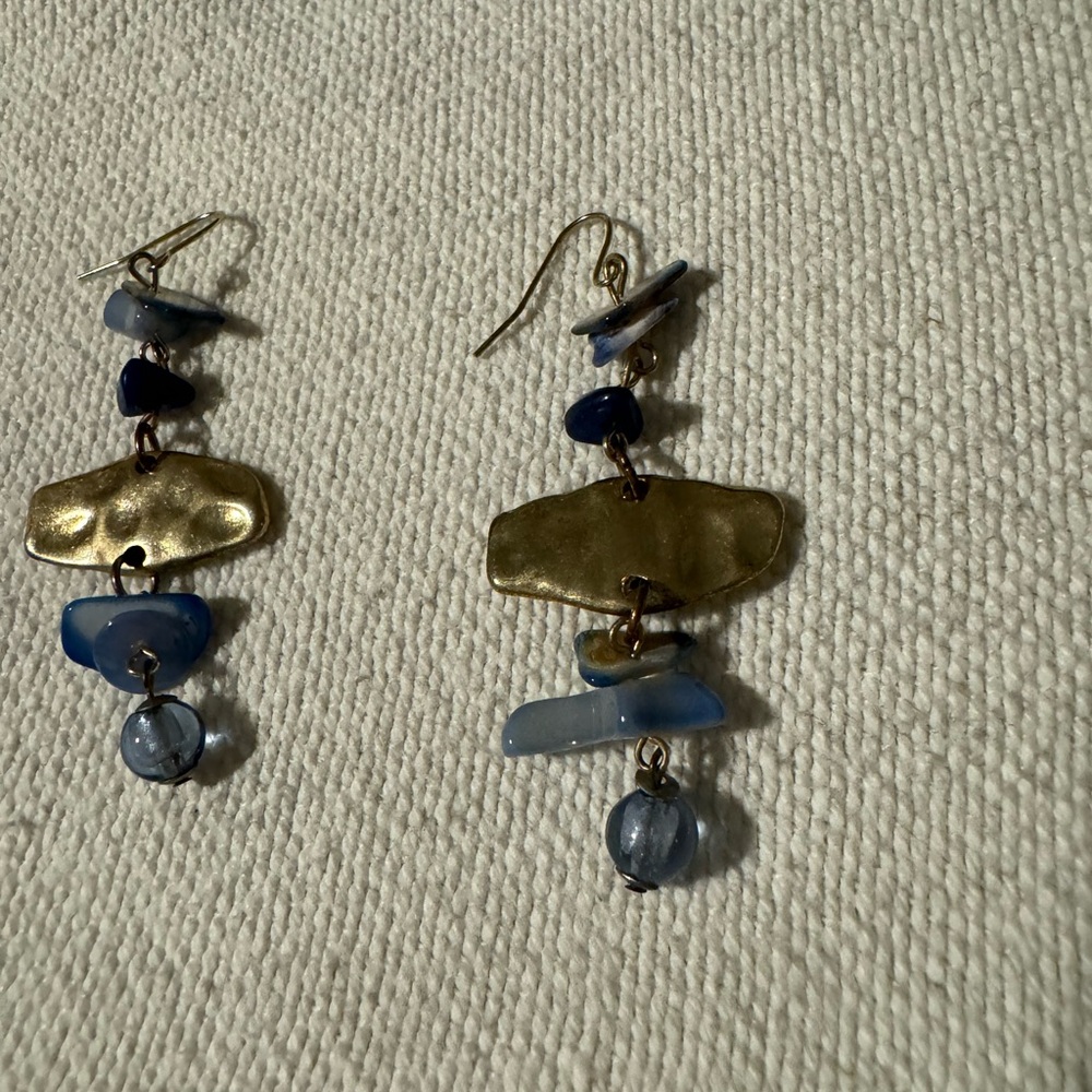 Southern Living Gold and Blue Multi-Tiered Earrings